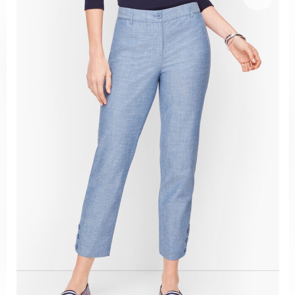 Talbots PERFECT CROP PANTS - CURVY FIT - CHAMBRAY
